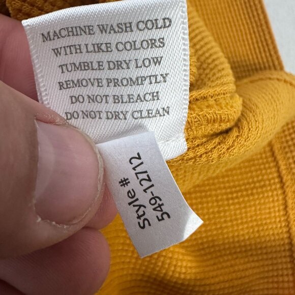 Bobi Los Angeles Mustard Yellow Long Sleeve V-Neck Waffle Knit Top Size Small - Picture 5 of 5